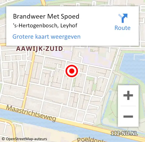 Locatie op kaart van de 112 melding: Brandweer Met Spoed Naar 's-Hertogenbosch, Leyhof op 5 januari 2023 08:24