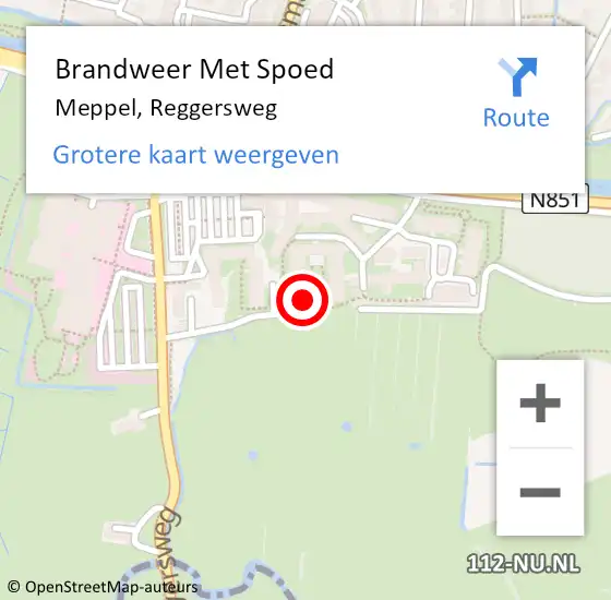 Locatie op kaart van de 112 melding: Brandweer Met Spoed Naar Meppel, Reggersweg op 5 januari 2023 08:45