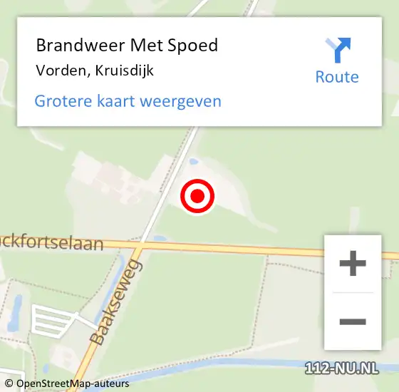 Locatie op kaart van de 112 melding: Brandweer Met Spoed Naar Vorden, Kruisdijk op 5 januari 2023 08:51