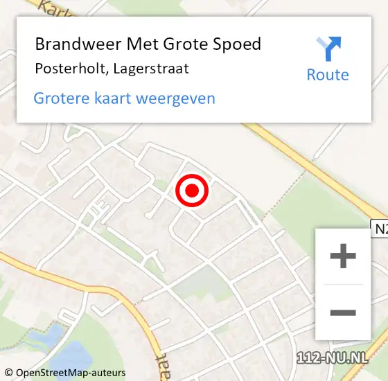 Locatie op kaart van de 112 melding: Brandweer Met Grote Spoed Naar Posterholt, Lagerstraat op 5 januari 2023 08:55