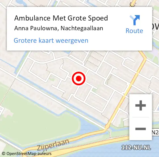 Locatie op kaart van de 112 melding: Ambulance Met Grote Spoed Naar Anna Paulowna, Nachtegaallaan op 5 januari 2023 09:26