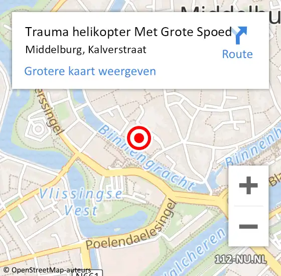 Locatie op kaart van de 112 melding: Trauma helikopter Met Grote Spoed Naar Middelburg, Kalverstraat op 5 januari 2023 09:34