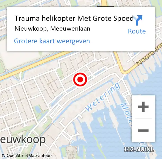Locatie op kaart van de 112 melding: Trauma helikopter Met Grote Spoed Naar Nieuwkoop, Meeuwenlaan op 5 januari 2023 09:45