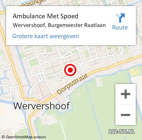 Locatie op kaart van de 112 melding: Ambulance Met Spoed Naar Wervershoof, Burgemeester Raatlaan op 5 januari 2023 09:57