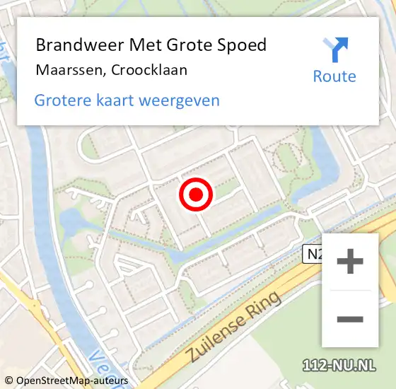 Locatie op kaart van de 112 melding: Brandweer Met Grote Spoed Naar Maarssen, Croocklaan op 5 januari 2023 10:12