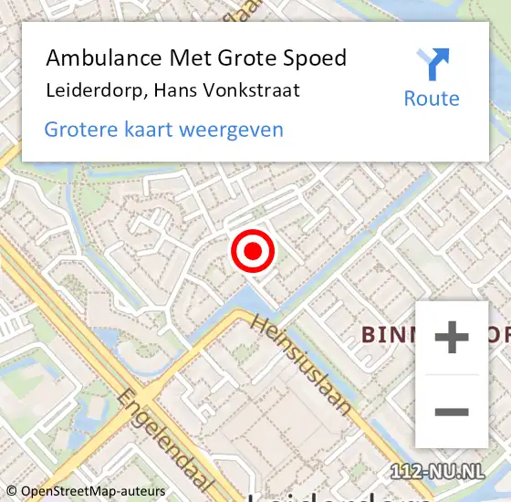 Locatie op kaart van de 112 melding: Ambulance Met Grote Spoed Naar Leiderdorp, Hans Vonkstraat op 5 januari 2023 10:16