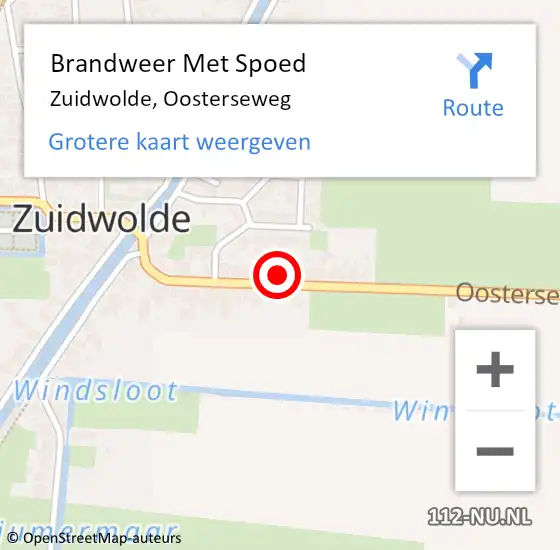 Locatie op kaart van de 112 melding: Brandweer Met Spoed Naar Zuidwolde, Oosterseweg op 5 januari 2023 10:40