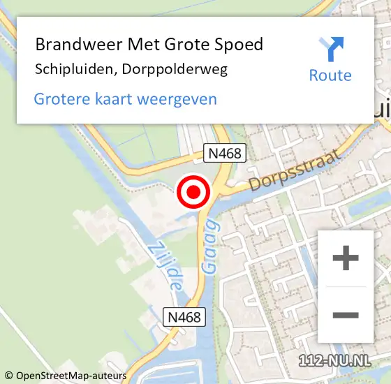 Locatie op kaart van de 112 melding: Brandweer Met Grote Spoed Naar Schipluiden, Dorppolderweg op 5 januari 2023 10:42