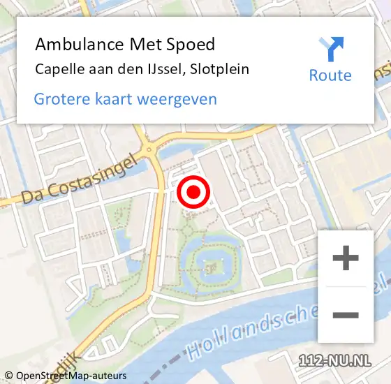 Locatie op kaart van de 112 melding: Ambulance Met Spoed Naar Capelle aan den IJssel, Slotplein op 5 januari 2023 10:52