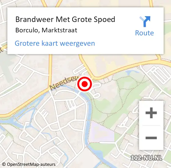 Locatie op kaart van de 112 melding: Brandweer Met Grote Spoed Naar Borculo, Marktstraat op 11 augustus 2014 08:43