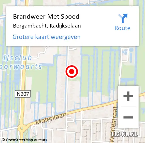 Locatie op kaart van de 112 melding: Brandweer Met Spoed Naar Bergambacht, Kadijkselaan op 5 januari 2023 11:03