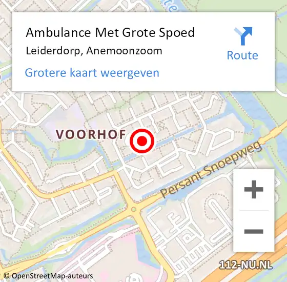 Locatie op kaart van de 112 melding: Ambulance Met Grote Spoed Naar Leiderdorp, Anemoonzoom op 5 januari 2023 11:09