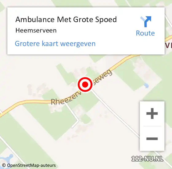 Locatie op kaart van de 112 melding: Ambulance Met Grote Spoed Naar Heemserveen op 5 januari 2023 11:11