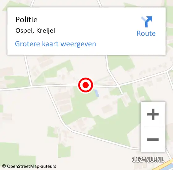 Locatie op kaart van de 112 melding: Politie Ospel, Kreijel op 5 januari 2023 11:22