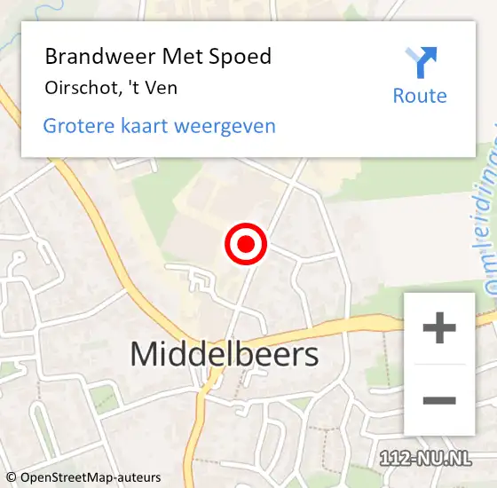 Locatie op kaart van de 112 melding: Brandweer Met Spoed Naar Oirschot, 't Ven op 5 januari 2023 11:27