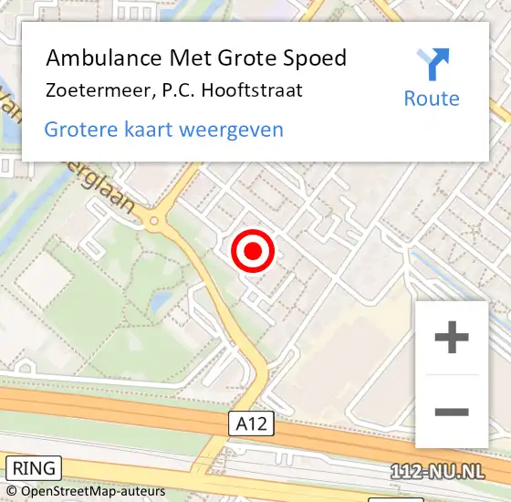 Locatie op kaart van de 112 melding: Ambulance Met Grote Spoed Naar Zoetermeer, P.C. Hooftstraat op 5 januari 2023 11:42