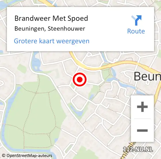 Locatie op kaart van de 112 melding: Brandweer Met Spoed Naar Beuningen, Steenhouwer op 5 januari 2023 12:16