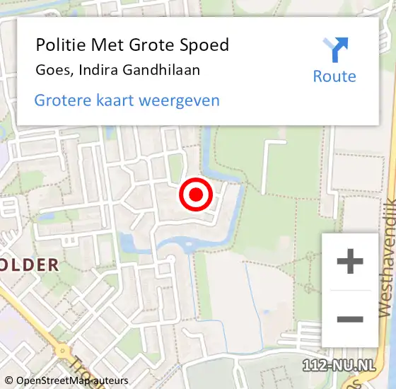 Locatie op kaart van de 112 melding: Politie Met Grote Spoed Naar Goes, Indira Gandhilaan op 5 januari 2023 12:37