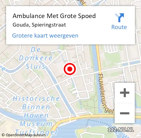 Locatie op kaart van de 112 melding: Ambulance Met Grote Spoed Naar Gouda, Spieringstraat op 5 januari 2023 12:42