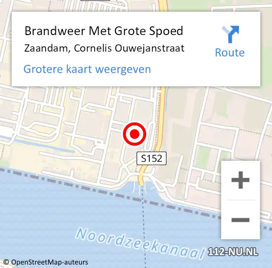 Locatie op kaart van de 112 melding: Brandweer Met Grote Spoed Naar Zaandam, Cornelis Ouwejanstraat op 5 januari 2023 13:16