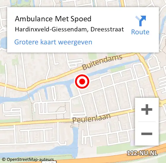 Locatie op kaart van de 112 melding: Ambulance Met Spoed Naar Hardinxveld-Giessendam, Dreesstraat op 5 januari 2023 13:37