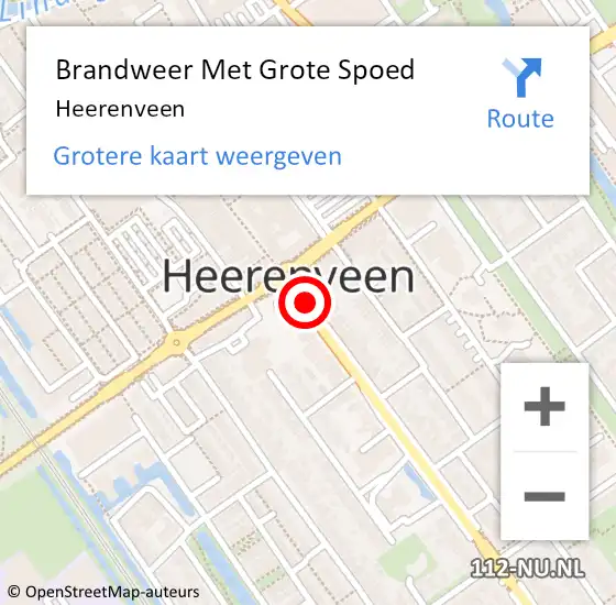 Locatie op kaart van de 112 melding: Brandweer Met Grote Spoed Naar Heerenveen op 5 januari 2023 13:50