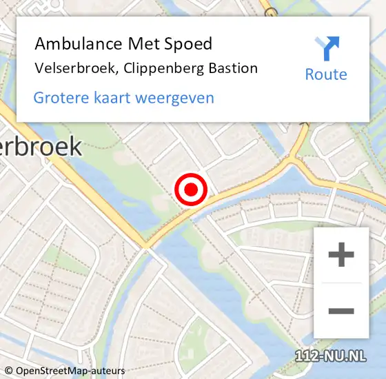 Locatie op kaart van de 112 melding: Ambulance Met Spoed Naar Velserbroek, Clippenberg Bastion op 5 januari 2023 14:17