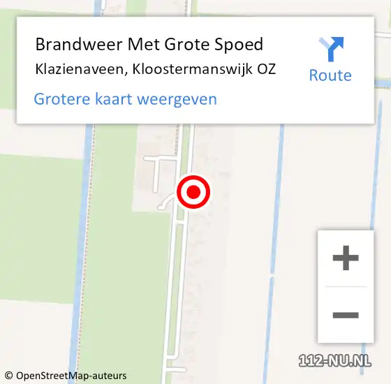 Locatie op kaart van de 112 melding: Brandweer Met Grote Spoed Naar Klazienaveen, Kloostermanswijk OZ op 5 januari 2023 14:18