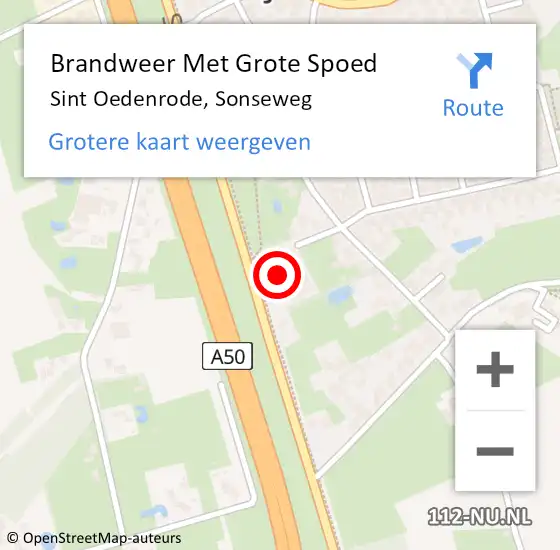 Locatie op kaart van de 112 melding: Brandweer Met Grote Spoed Naar Sint Oedenrode, Sonseweg op 5 januari 2023 14:32