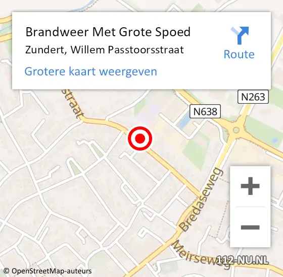 Locatie op kaart van de 112 melding: Brandweer Met Grote Spoed Naar Zundert, Willem Passtoorsstraat op 5 januari 2023 14:35