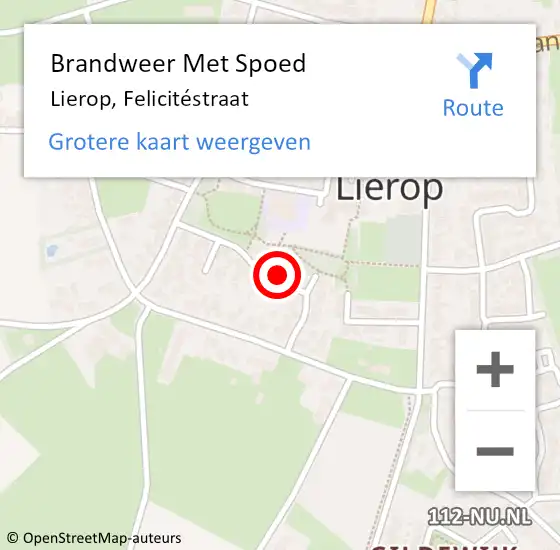 Locatie op kaart van de 112 melding: Brandweer Met Spoed Naar Lierop, Felicitéstraat op 5 januari 2023 14:47