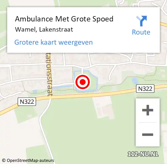 Locatie op kaart van de 112 melding: Ambulance Met Grote Spoed Naar Wamel, Lakenstraat op 5 januari 2023 14:56