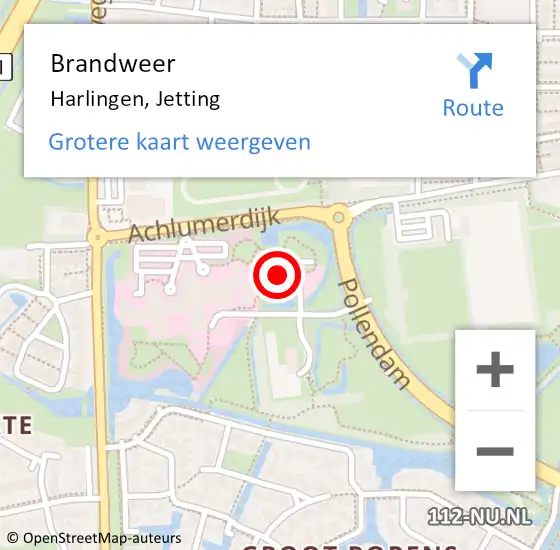 Locatie op kaart van de 112 melding: Brandweer Harlingen, Jetting op 5 januari 2023 14:57