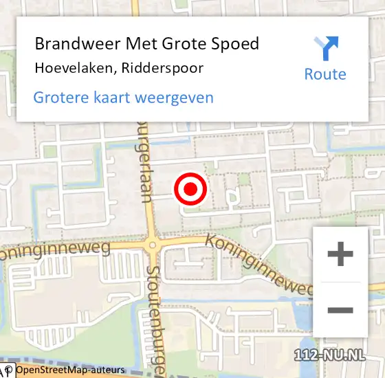 Locatie op kaart van de 112 melding: Brandweer Met Grote Spoed Naar Hoevelaken, Ridderspoor op 5 januari 2023 15:00