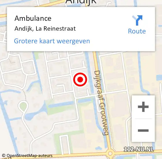 Locatie op kaart van de 112 melding: Ambulance Andijk, La Reinestraat op 5 januari 2023 15:48