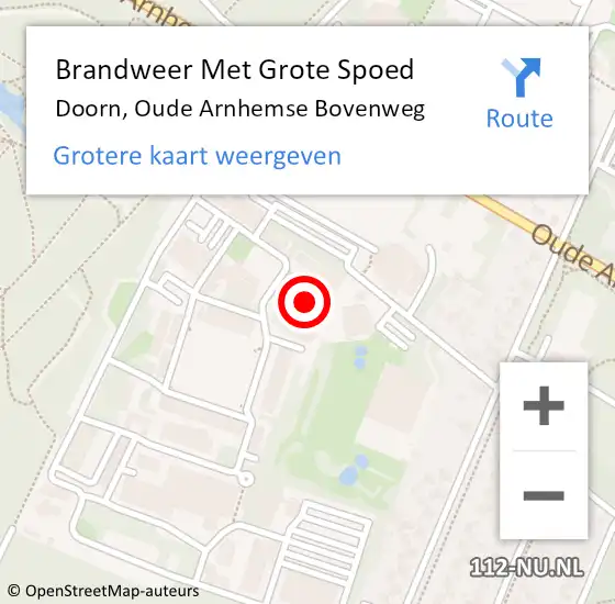 Locatie op kaart van de 112 melding: Brandweer Met Grote Spoed Naar Doorn, Oude Arnhemse Bovenweg op 5 januari 2023 15:50