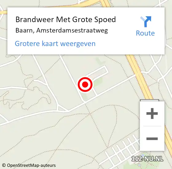 Locatie op kaart van de 112 melding: Brandweer Met Grote Spoed Naar Baarn, Amsterdamsestraatweg op 5 januari 2023 15:59