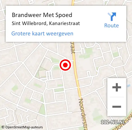 Locatie op kaart van de 112 melding: Brandweer Met Spoed Naar Sint Willebrord, Kanariestraat op 5 januari 2023 16:01