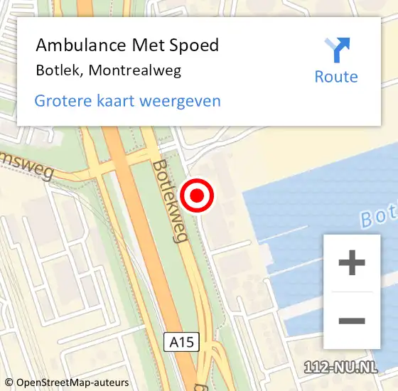 Locatie op kaart van de 112 melding: Ambulance Met Spoed Naar Botlek, Montrealweg op 11 augustus 2014 09:20