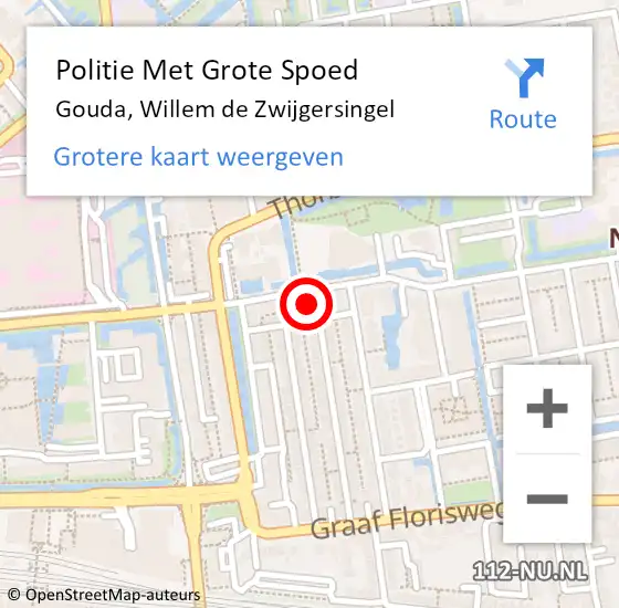 Locatie op kaart van de 112 melding: Politie Met Grote Spoed Naar Gouda, Willem de Zwijgersingel op 5 januari 2023 16:13