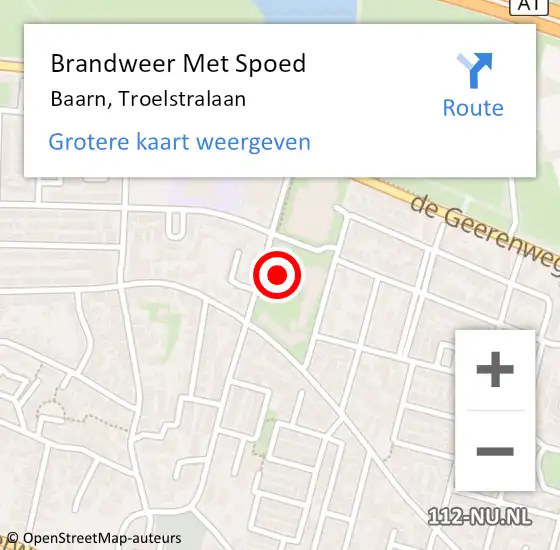 Locatie op kaart van de 112 melding: Brandweer Met Spoed Naar Baarn, Troelstralaan op 5 januari 2023 16:13