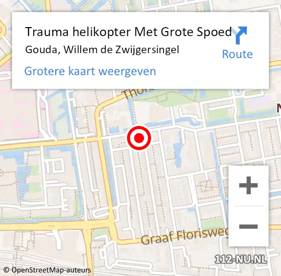 Locatie op kaart van de 112 melding: Trauma helikopter Met Grote Spoed Naar Gouda, Willem de Zwijgersingel op 5 januari 2023 16:15