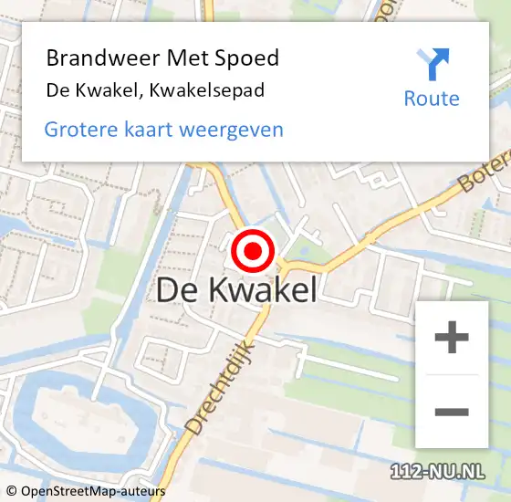 Locatie op kaart van de 112 melding: Brandweer Met Spoed Naar De Kwakel, Kwakelsepad op 5 januari 2023 16:19