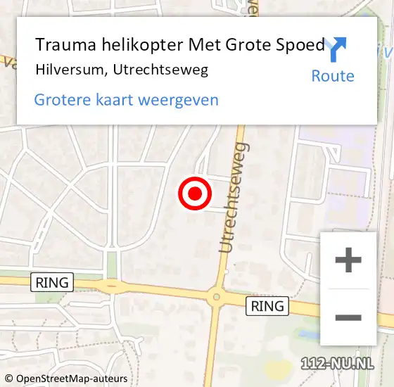 Locatie op kaart van de 112 melding: Trauma helikopter Met Grote Spoed Naar Hilversum, Utrechtseweg op 5 januari 2023 16:28