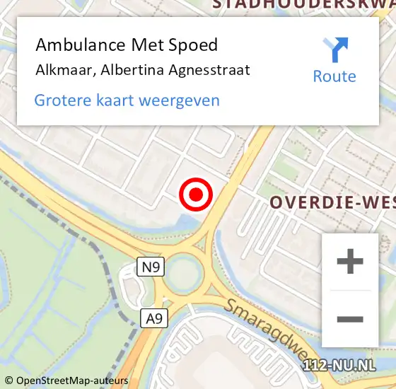 Locatie op kaart van de 112 melding: Ambulance Met Spoed Naar Alkmaar, Albertina Agnesstraat op 5 januari 2023 16:28