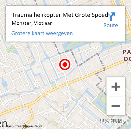 Locatie op kaart van de 112 melding: Trauma helikopter Met Grote Spoed Naar Monster, Vlotlaan op 5 januari 2023 16:29