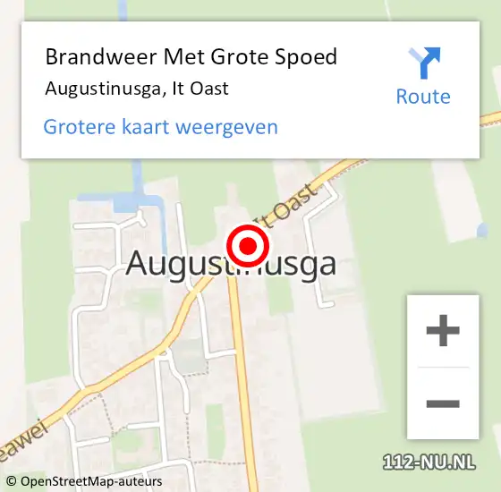 Locatie op kaart van de 112 melding: Brandweer Met Grote Spoed Naar Augustinusga, It Oast op 5 januari 2023 16:53