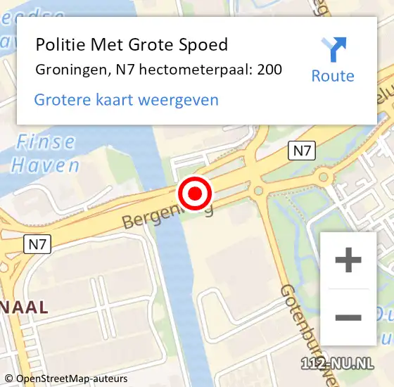 Locatie op kaart van de 112 melding: Politie Met Grote Spoed Naar Groningen, N7 hectometerpaal: 200 op 5 januari 2023 16:58