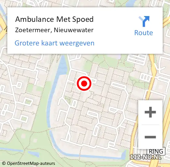 Locatie op kaart van de 112 melding: Ambulance Met Spoed Naar Zoetermeer, Nieuwewater op 5 januari 2023 16:59