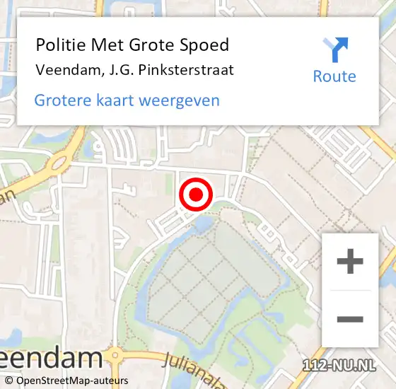 Locatie op kaart van de 112 melding: Politie Met Grote Spoed Naar Veendam, J.G. Pinksterstraat op 5 januari 2023 17:03